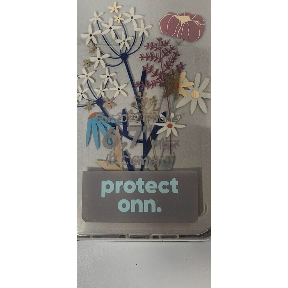 onn. iPhone Phone Case 2022 6.7" Max 2 Camera Durable Gel Floral Print Cellphone - Picture 7 of 7